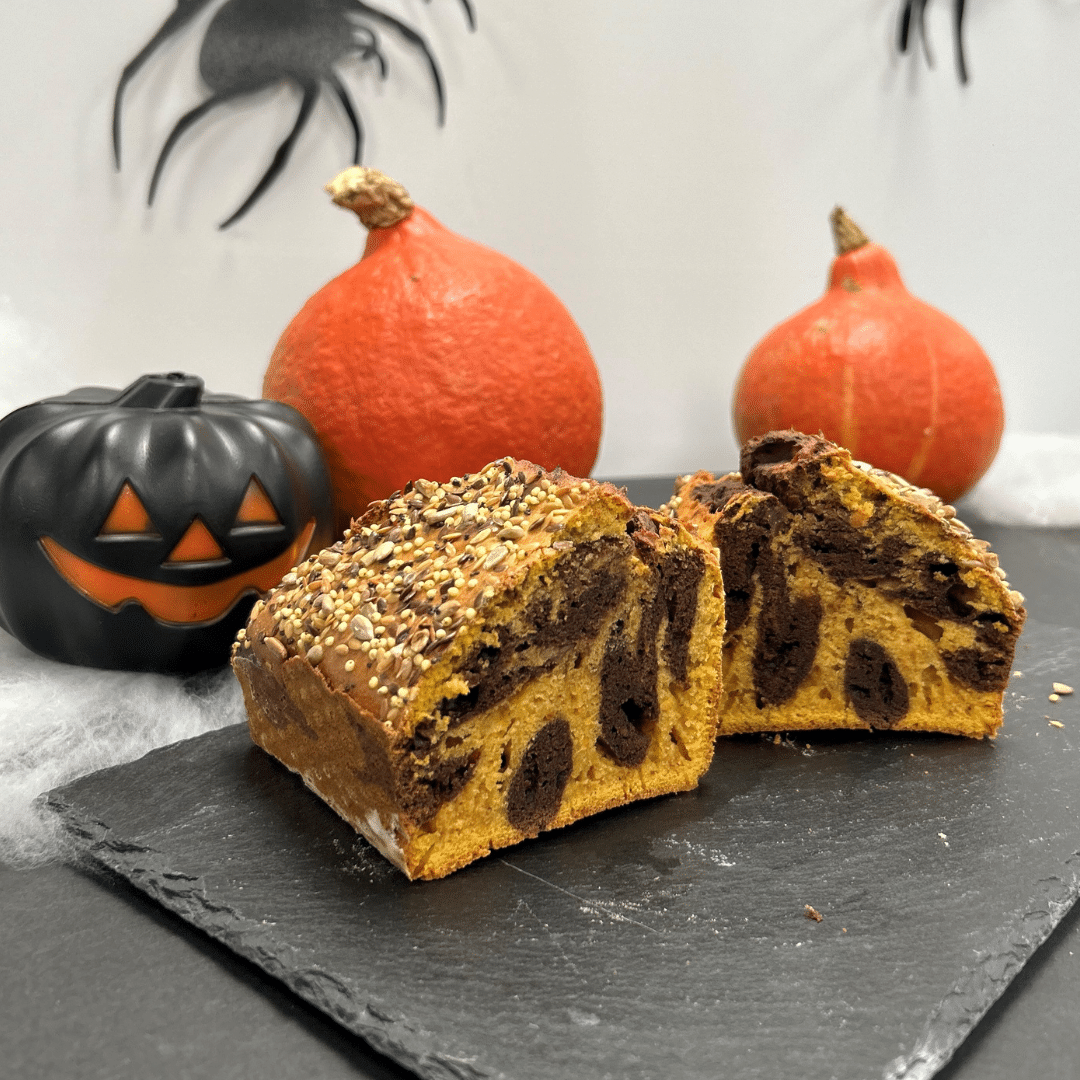 Cake marbré à la courge d'halloween